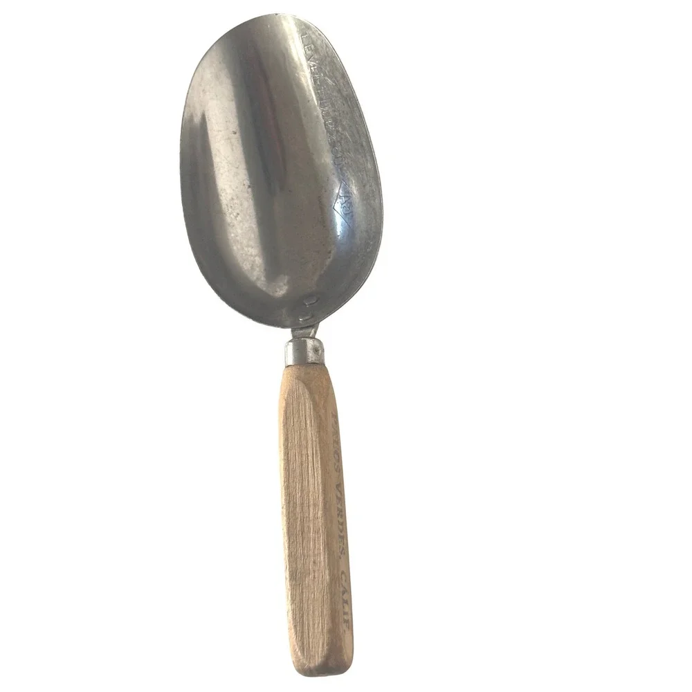 Vintage A&S 1/4‎ Cup Aluminum Scoop Wood Handle Advertising Palos Verdes CA